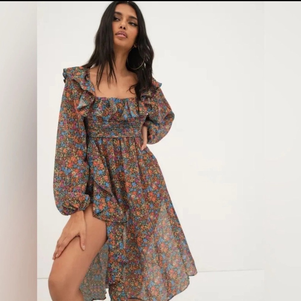 NWT For Love And Lemons Floral Long Sleeve Brittany Midi Dress Size XS, S, L